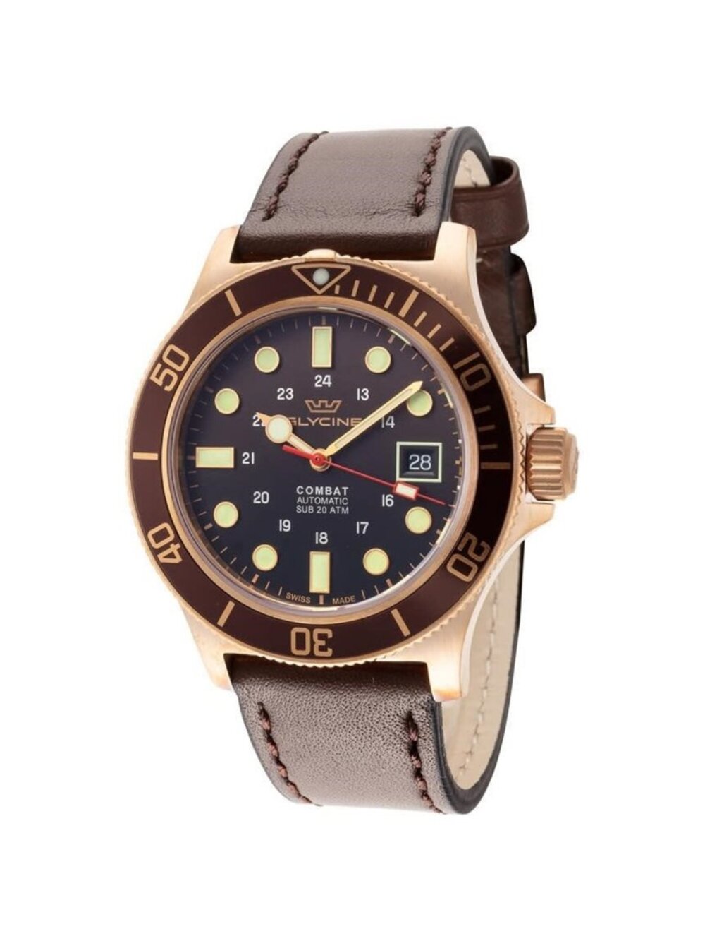 NWT Glycine Combat Sub 42 Bronze Brown Dial Men's Watch